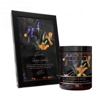 Alani Scented Candles Black Iris & Musk with frame