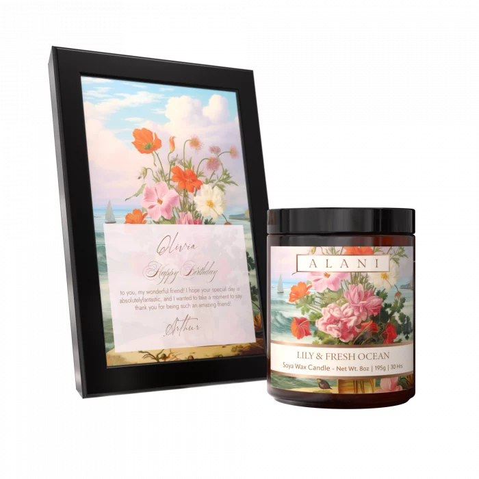 Alani Scented Candles Lily & Fresh Ocean black frame