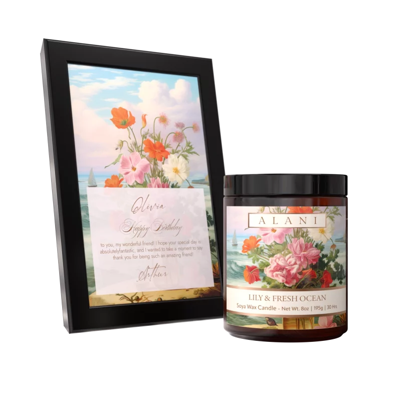 Alani Scented Candles Lily & Fresh Ocean black frame