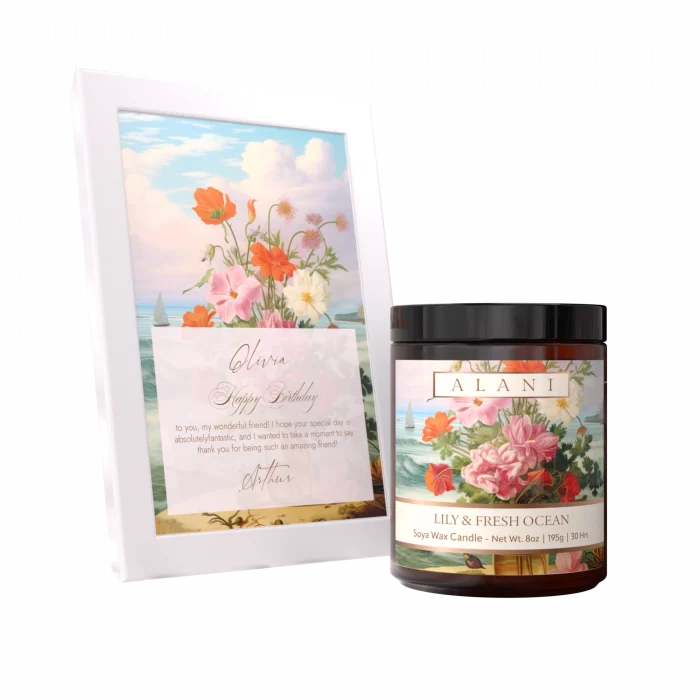 Alani Scented Candles Lily & Fresh Ocean white frame