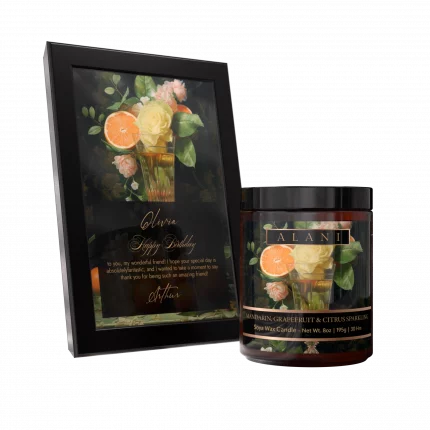 Alani Scented Candles Mandarin, Grapefruit & Citrus Sparkilng with black frame
