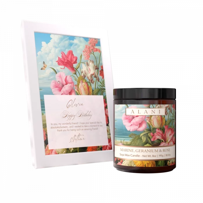 Alani Scented Candles Marine, Geranium & Rose white frame
