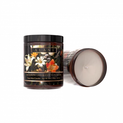 Alani Scented Candles Meadow Lily & Cotton Musk white frame black frame